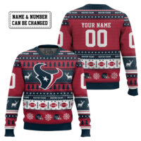 Hooktab Houston Texans - Custom Name And Number Ugly Sweater