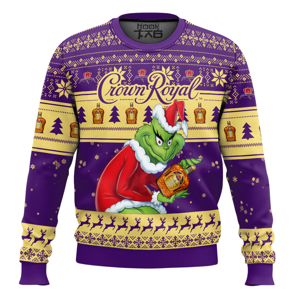 Hooktab How The Grinch That Stole Crown Royal Ugly Christmas Sweater Hooktab How The Grinch That Stole Crown Royal Ugly Christmas Sweater