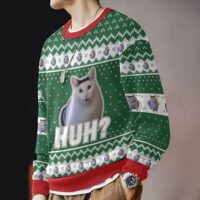Hooktab Huh? Cat Meme Ugly Christmas Sweater