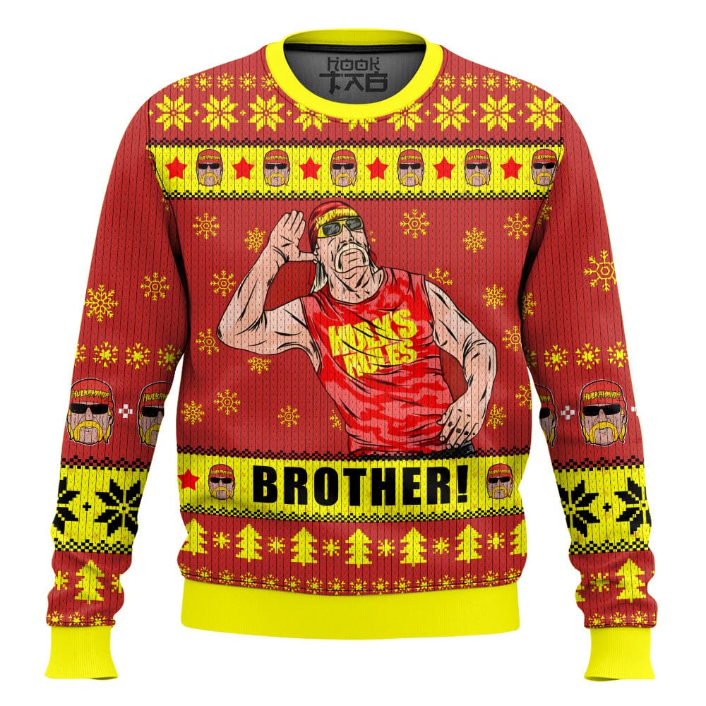 Hooktab Hulk Hogan Brother! WWE Ugly Christmas Sweater Hooktab Hulk Hogan Brother! WWE Ugly Christmas Sweater