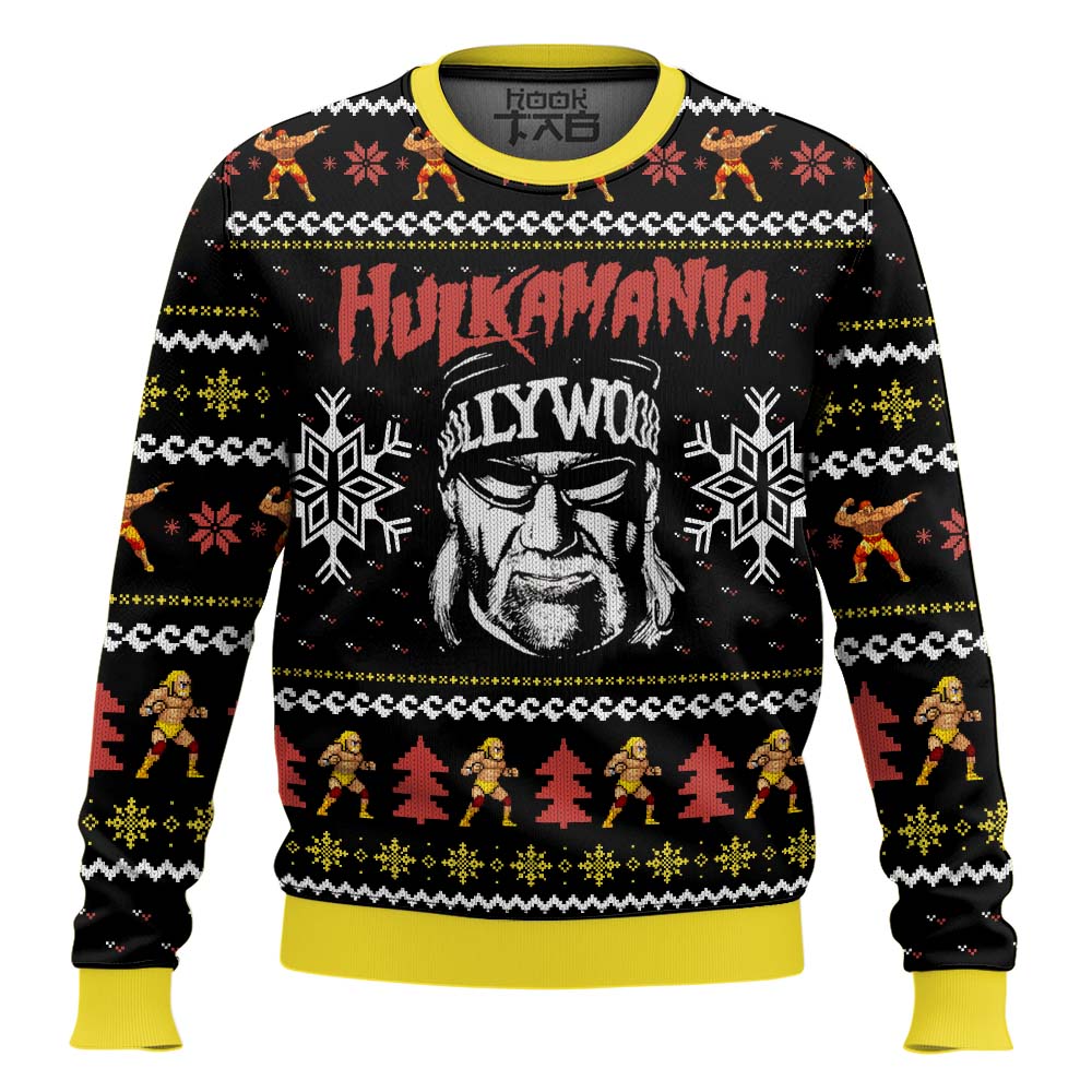Hooktab Hulk Hogan Hulkamania WWE Ugly Christmas Sweater Hooktab Hulk Hogan Hulkamania WWE Ugly Christmas Sweater