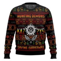 Hooktab Hunting Demons Saving Christmas Kaz 2y5 Supernatural Ugly Christmas Sweater