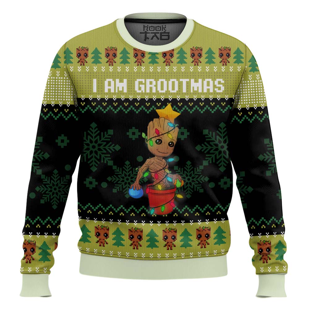 Hooktab I Am Grootmas Guardians Of The Galaxy Ugly Christmas Sweater Hooktab I Am Grootmas Guardians Of The Galaxy Ugly Christmas Sweater