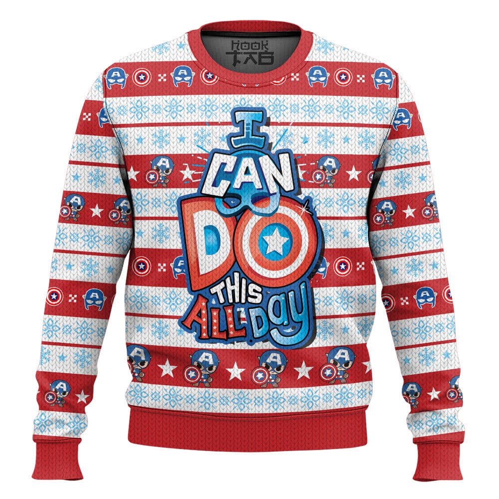 Hooktab I Can Do This All Day Captain America Ugly Christmas Sweater Hooktab I Can Do This All Day Captain America Ugly Christmas Sweater