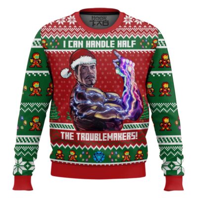 I Can Handle Half The Troublemakers Iron Man Ugly Christmas Sweater