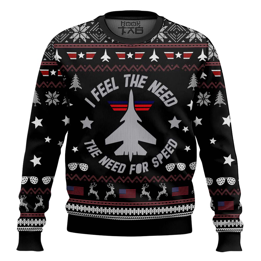 Hooktab I Feel The Need Top Gun Ugly Christmas Sweater Hooktab I Feel The Need Top Gun Ugly Christmas Sweater