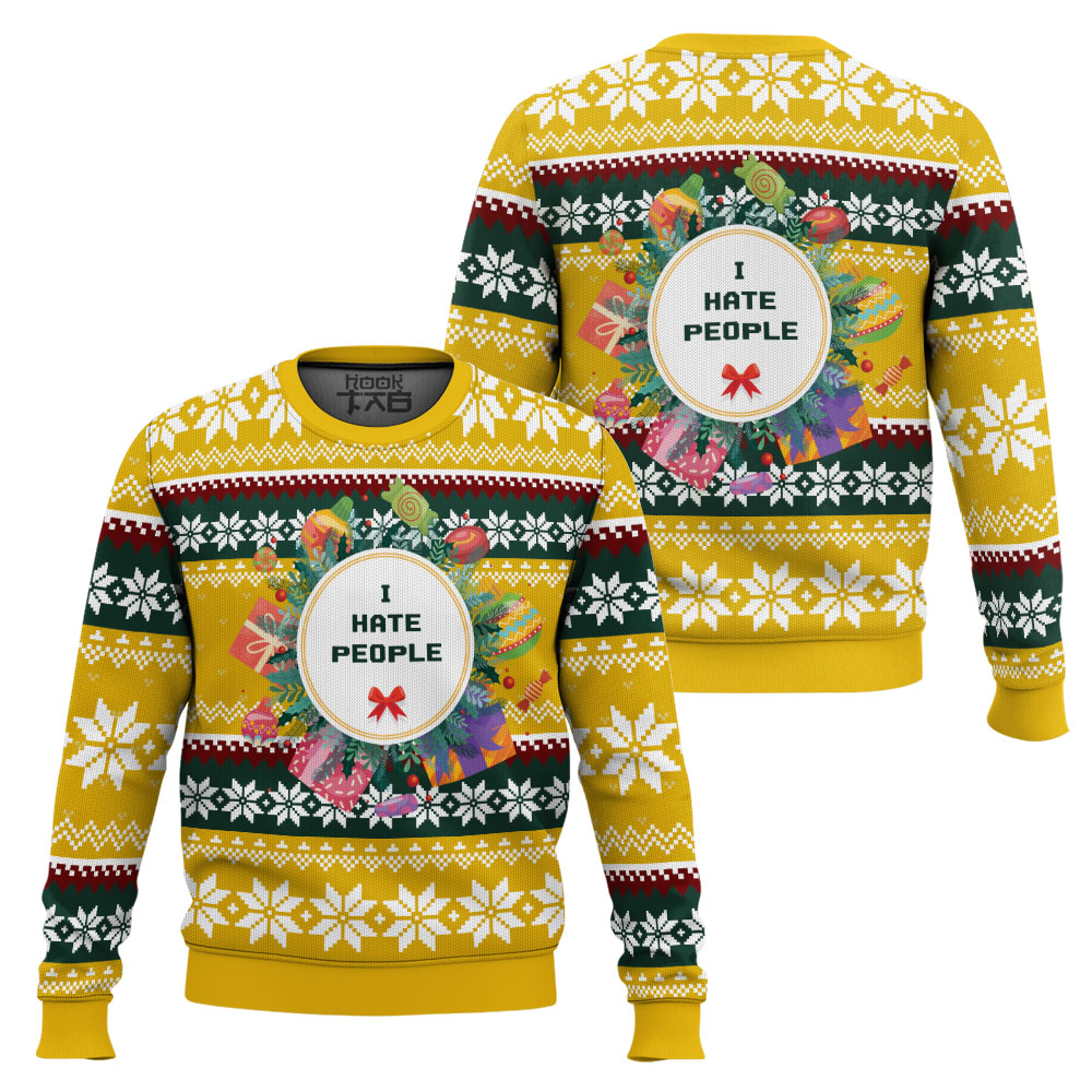Hooktab I Hate People Parody Ugly Christmas Sweater Hooktab I Hate People Parody Ugly Christmas Sweater