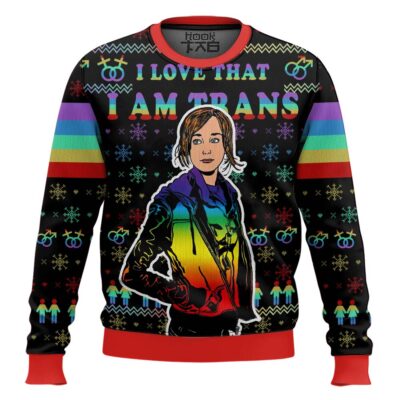 I Love That I Am Trans Unicorn LGBT Support Ugly Christmas Sweater