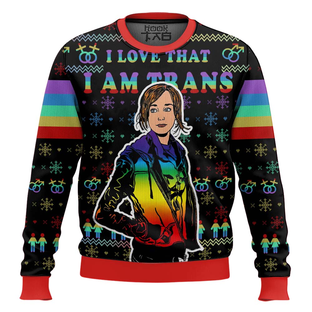 Hooktab I Love That I Am Trans Unicorn LGBT Support Ugly Christmas Sweater Hooktab I Love That I Am Trans Unicorn LGBT Support Ugly Christmas Sweater