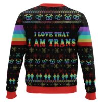 Hooktab I Love That I Am Trans Unicorn LGBT Support Ugly Christmas Sweater
