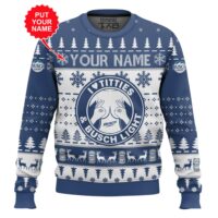 Hooktab I Love Titties And Busch Light - Custom Name Ugly Christmas Sweater