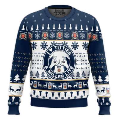 I Love Titties And Miller Lite Ugly Christmas Sweater