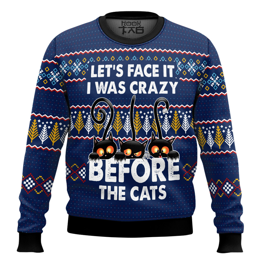 Hooktab I Was Crazy Before The Black Cat Familys Ugly Christmas Sweater Hooktab I Was Crazy Before The Black Cat Familys Ugly Christmas Sweater