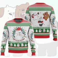 Hooktab Ice Bear Merry Christmas We Bare Bear Ugly Christmas Sweater