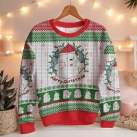 Hooktab Ice Bear Merry Christmas We Bare Bear Ugly Christmas Sweater