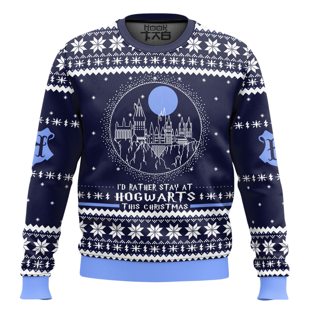 Hooktab I'd Rather Stay At Hogwart This Christmas Ugly Sweater Hooktab I'd Rather Stay At Hogwart This Christmas Ugly Sweater
