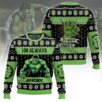Hooktab I'm Always Angry Hulk Ugly Christmas Sweater