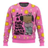 Hooktab I'm Just A Chill Girl Who Likes Christmas Meme Ugly Christmas Sweater