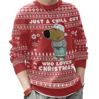 Hooktab I'm Just A Chill Guy Who Love Christmas Meme Ugly Christmas Sweater