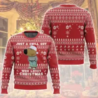 Hooktab I'm Just A Chill Guy Who Love Christmas Meme Ugly Christmas Sweater