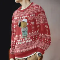 Hooktab I'm Just A Chill Guy Who Love Christmas Meme Ugly Christmas Sweater