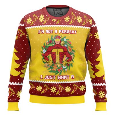 I’m Not A Pervert Turbo Man Ugly Christmas Sweater
