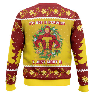 Hooktab I’m Not A Pervert Turbo Man Ugly Christmas Sweater