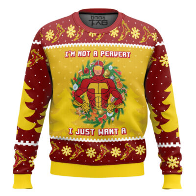 I'm Not A Pervert Turbo Man Ugly Christmas Sweater