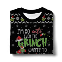 Hooktab I'm So Cute Even The Grinch Wants To Steal Me Ugly Christmas Sweater