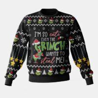 Hooktab I'm So Cute Even The Grinch Wants To Steal Me Ugly Christmas Sweater