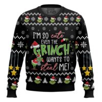Hooktab I'm So Cute Even The Grinch Wants To Steal Me Ugly Christmas Sweater