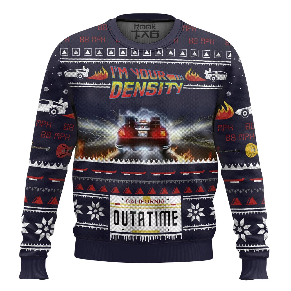 Hooktab I'm Your Density Back To The Future Ugly Christmas Sweater Hooktab I'm Your Density Back To The Future Ugly Christmas Sweater