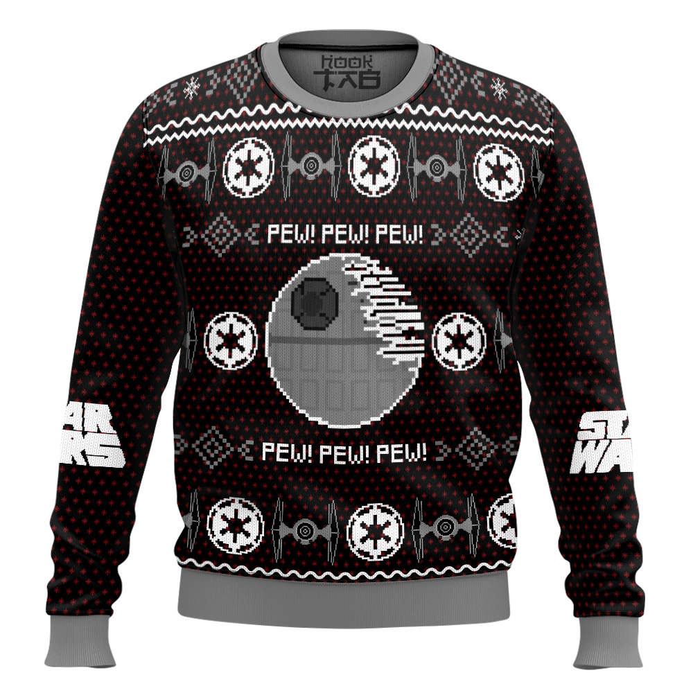 Hooktab Imperial Pew Pew Pew Star Wars Ugly Christmas Sweater Hooktab Imperial Pew Pew Pew Star Wars Ugly Christmas Sweater
