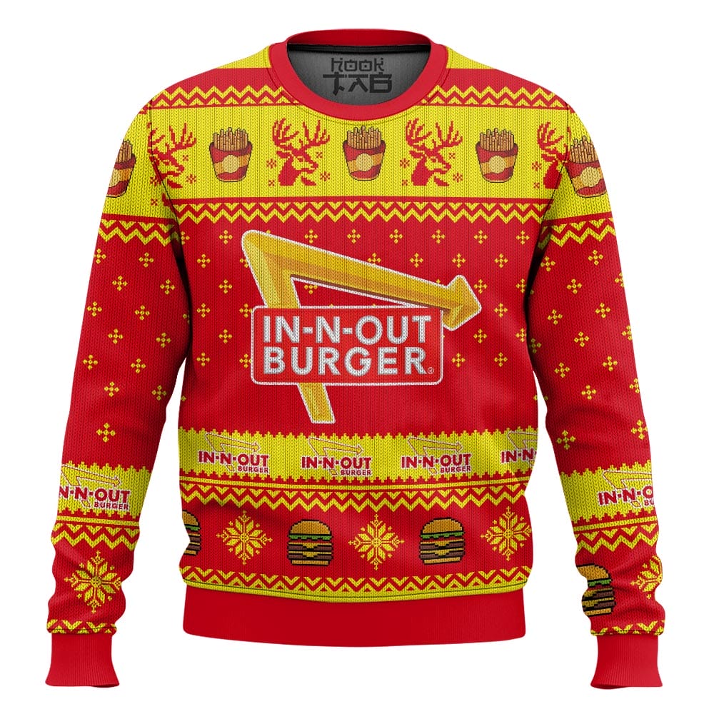 Hooktab In-N-Out Burger Ugly Christmas Sweater Hooktab In-N-Out Burger Ugly Christmas Sweater