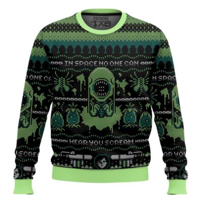 In Space No One Can Hear You Scream Alien Ugly Christmas Sweater