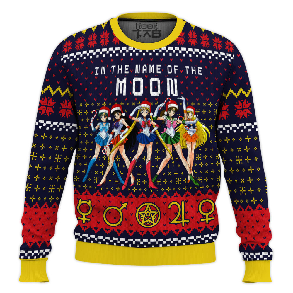 Hooktab In The Name Of The Moon Sailor Moon Ugly Christmas Sweater Hooktab In The Name Of The Moon Sailor Moon Ugly Christmas Sweater