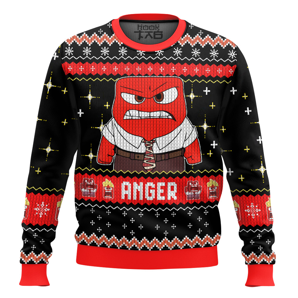 Hooktab Inside Out Anger Ugly Christmas Sweater Hooktab Inside Out Anger Ugly Christmas Sweater
