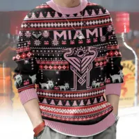 Hooktab Inter Miami Goat Edition Custom Name And Number Ugly Christmas Sweater