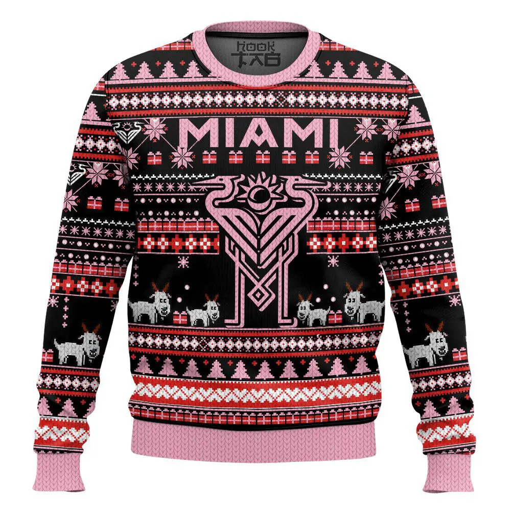Hooktab Inter Miami Goat Edition Custom Name And Number Ugly Christmas Sweater Hooktab Inter Miami Goat Edition Custom Name And Number Ugly Christmas Sweater