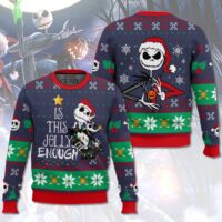 Hooktab Is This Jolly Enough Jack Skellington Ugly Christmas Sweater