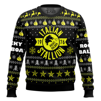 Italian Stallion Balboa Rocky 1976 Ugly Christmas Sweater