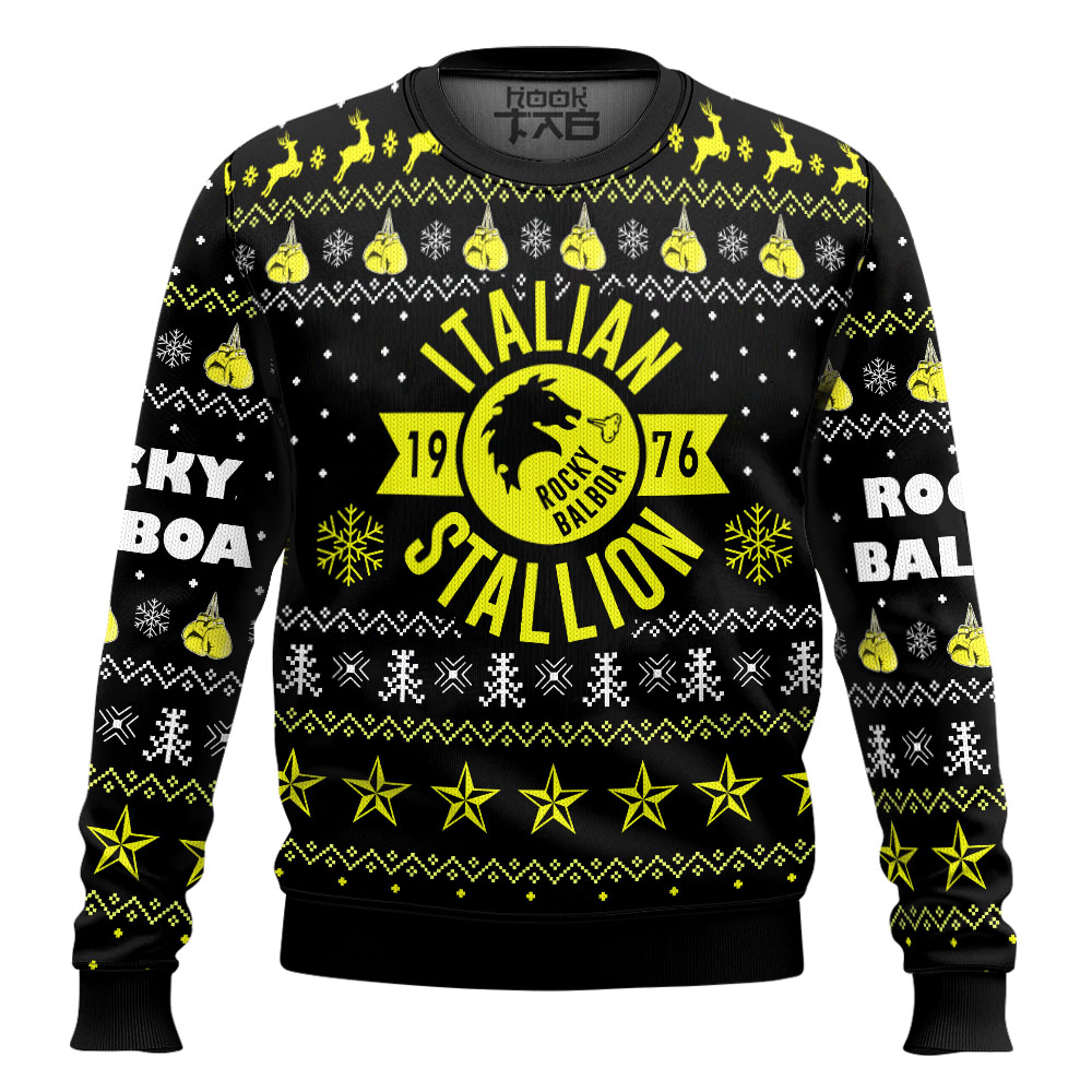 Hooktab Italian Stallion Balboa Rocky 1976 Ugly Christmas Sweater Hooktab Italian Stallion Balboa Rocky 1976 Ugly Christmas Sweater
