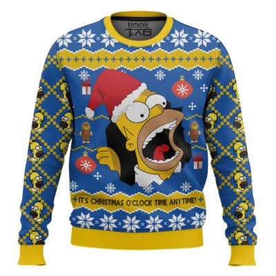 It’s Christmas O’clock Time Anytime Homer Simpson Ugly Christmas Sweater