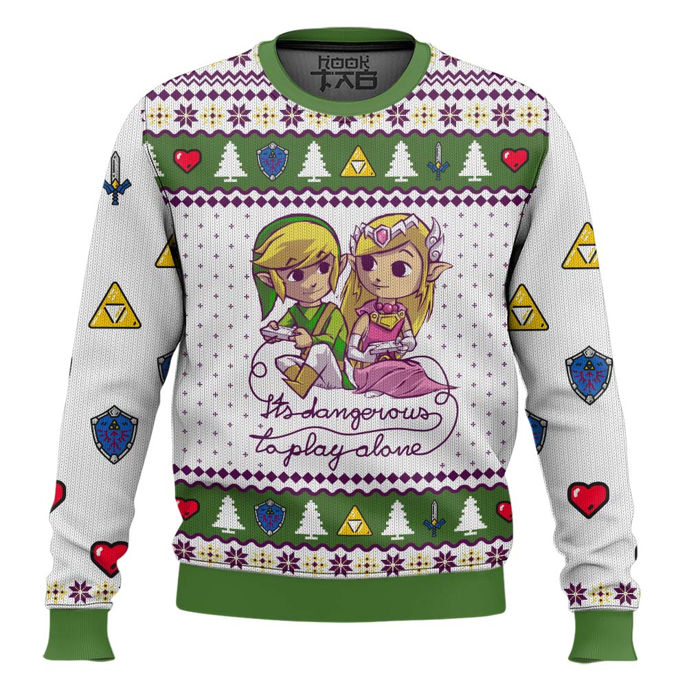 Hooktab It's Dangerous To Play Alone Legend Of Zelda Ugly Christmas Sweater Hooktab It's Dangerous To Play Alone Legend Of Zelda Ugly Christmas Sweater
