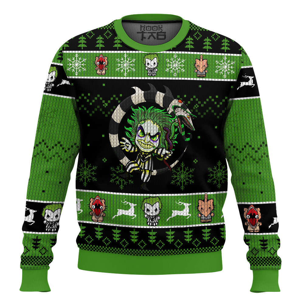 Hooktab I'ts Showtime Beetlejuice Ugly Christmas Sweater Hooktab I'ts Showtime Beetlejuice Ugly Christmas Sweater
