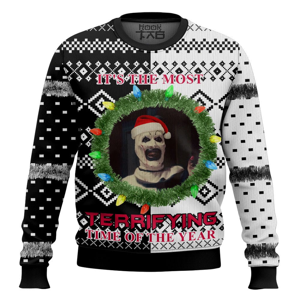 Hooktab It's The Most Terrifying Time Of The Year Ugly Christmas Sweater Hooktab It's The Most Terrifying Time Of The Year Ugly Christmas Sweater