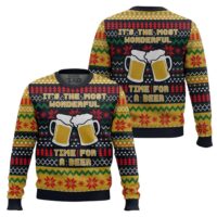 Hooktab It's The Most Wonderful Time For A Beer Ugly Christmas Sweater