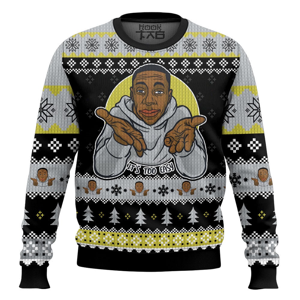 Hooktab It's Too Easy Khaby Lame Ugly Christmas Sweater Hooktab It's Too Easy Khaby Lame Ugly Christmas Sweater