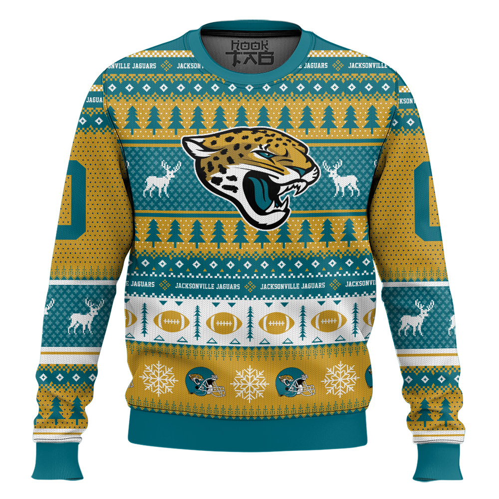 Hooktab Jacksonville Jaguars - Custom Name And Number Ugly Sweater Hooktab Jacksonville Jaguars - Custom Name And Number Ugly Sweater