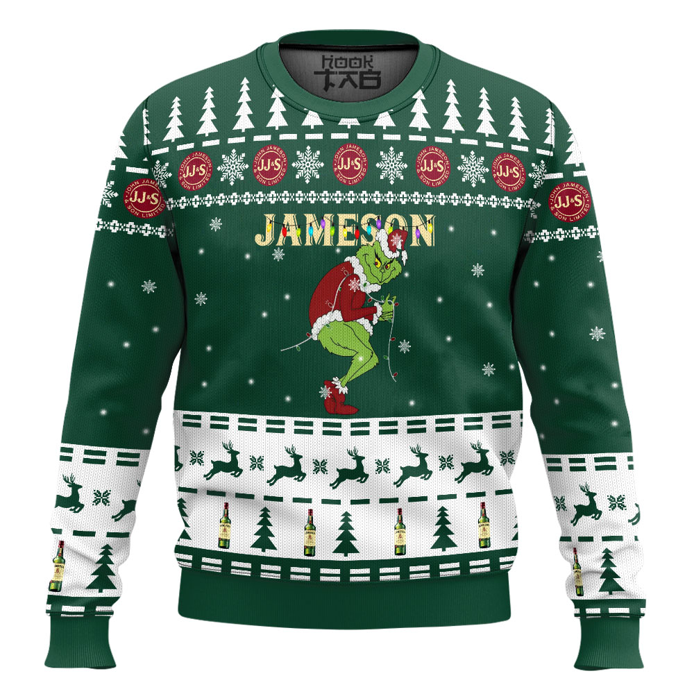 Hooktab Jameson Grinch Santa Ugly Christmas Sweater Hooktab Jameson Grinch Santa Ugly Christmas Sweater